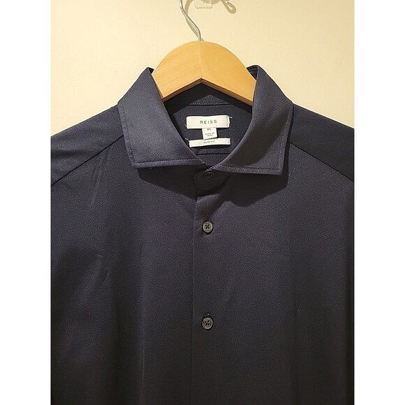 REISS Men's Nate Cutaway Jersey Slim Fit Shirt Long Sleeve Button Front Size XL - Picture 4 of 10